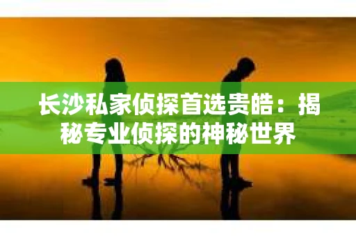长沙私家侦探首选贵皓：揭秘专业侦探的神秘世界