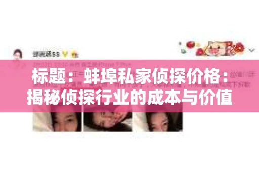 标题：蚌埠私家侦探价格：揭秘侦探行业的成本与价值